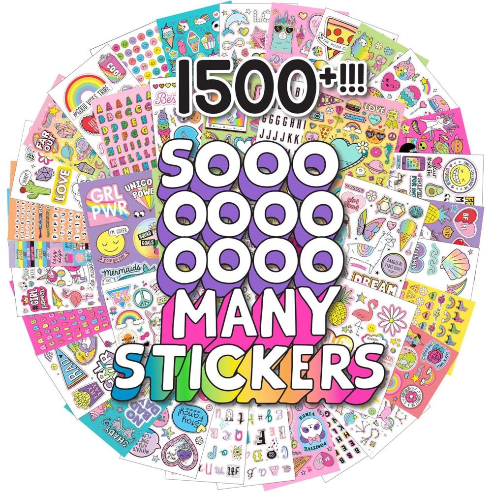 imageJust My Style 1500 Cute Kawaii Stickers 43Page Book for Scrapbooks Planners Features Letter Happy Planner Laptop Water Bottle Stickers for Kids Teens AdultsAssorted Stickers