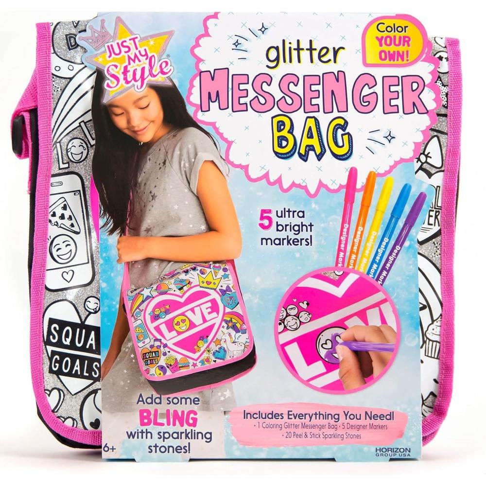 imageJust My Style Color Your Own Unicorn Personalized Doodle Messenger Bag with Adjustable Strap Great for School ampamp Errands Gift Ideas for Girls Crafts Activity for Kids Ages 6 7 8 9Adjustable