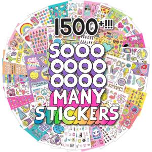 Just My Style 1500+ Cute Kawaii Stickers, 43-Page Book for Scrapbooks, Planners, Features Letter, Happy Planner, Laptop, Water Bottle Stickers for Kids Teens Adults(Assorted Stickers)