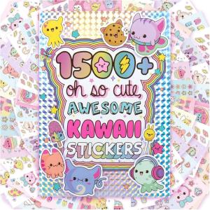 Just My Style 1500+ Cute Kawaii Stickers, 43-Page Book for Scrapbooks, Planners, Features Letter, Happy Planner, Laptop, Water Bottle Stickers for Kids Teens Adults(Cartoon)