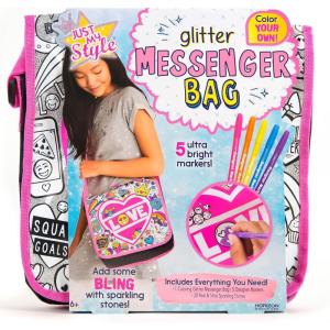 Just My Style Color Your Own Unicorn, Personalized Doodle Messenger Bag with Adjustable Strap, Great for School & Errands, Gift Ideas for Girls, Crafts Activity for Kids Ages 6, 7, 8, 9(Adjustable)