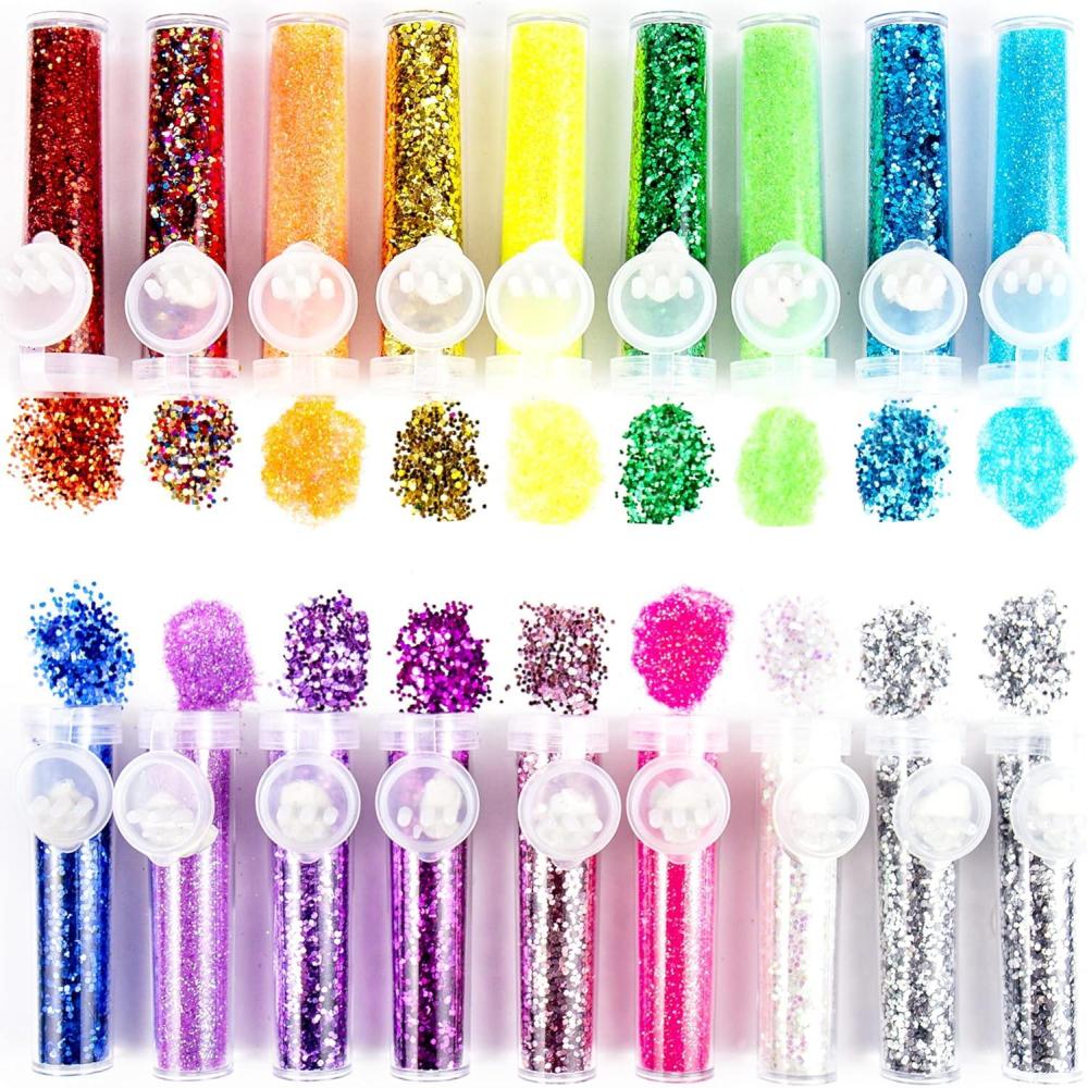 imageHorizon Group USA Assorted Glitter Pack  90 Pieces Fine Neon Shapes Foil ampamp More Great For Resin Arts ampamp Crafts DIY ampamp School SuppliesGlitter Tubes