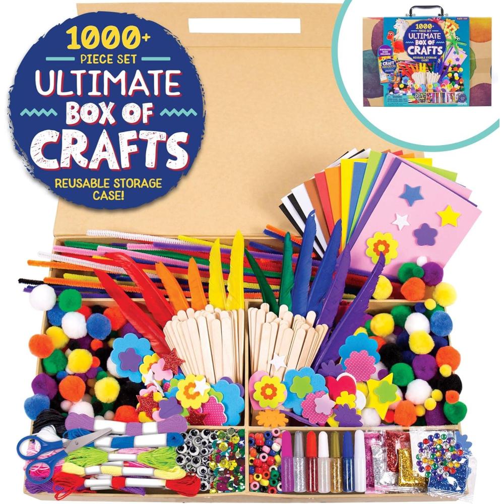 imageMade By Me Ultimate Craft Box Art ampamp Craft Activities 1000 Piece Set Storage Case Great for Preschool Arts ampamp Crafts Adult ampamp Group Projects Craft Box for Kids Girls ampamp Boys1000 Piece Set