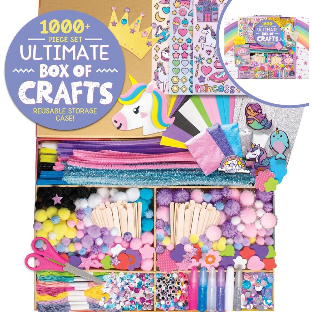 imageMade By Me Ultimate Craft Box Art ampamp Craft Activities 1000 Piece Set Storage Case Great for Preschool Arts ampamp Crafts Adult ampamp Group Projects Craft Box for Kids Girls ampamp BoysUnicorn