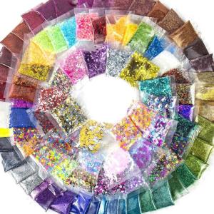 Horizon Group USA Assorted Glitter Pack – 90 Pieces, Fine, Neon, Shapes, Foil & More, Great For Resin, Arts & Crafts, DIY & School Supplies(Glitter 90-Pack)