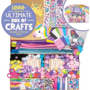 Made By Me Ultimate Craft Box, Art & Craft Activities 1000 Piece Set, Storage Case, Great for Preschool Arts & Crafts, Adult & Group Projects, Craft Box for Kids Girls & Boys(Unicorn)
