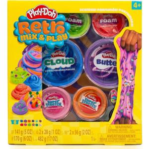 Play-Doh Kawaii Mix & Play Scented Compounds – Cloud, Butter, Foam, Super Stretch, Sensory Dough, Kit, Gifts for Kids, Sensory Toys, Party Favors for Kids 8-12, Playdoh Compound Packs(Retro)