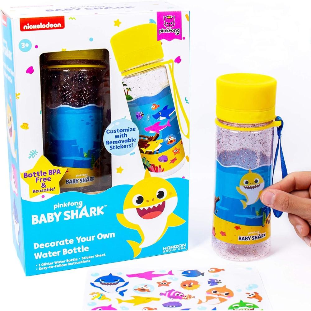 imageBluey Decorate Your Own Water Bottle Repositionable Stickers Great For Bluey Birthday Parties Summer Sports and More Reusable BPAFree Water Bottle for Kids Ages 3 4 5 6Baby Shark