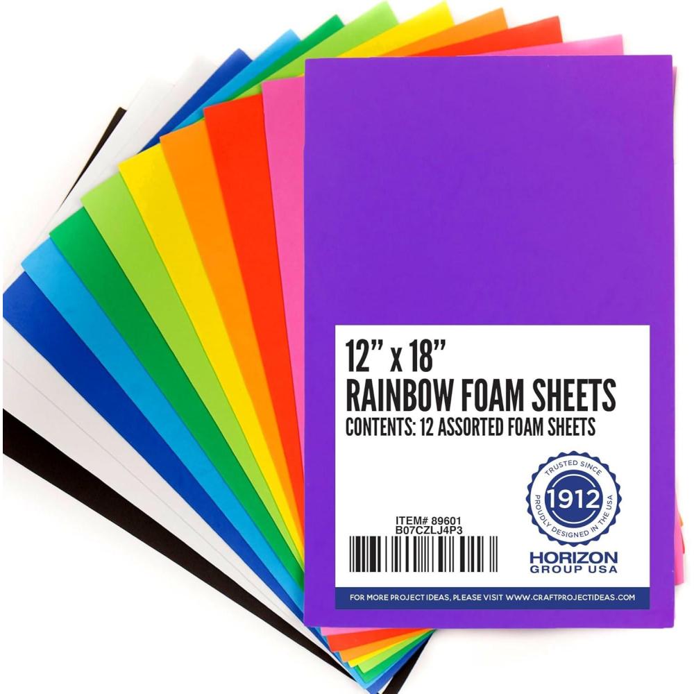 imageHorizon Group USA Assorted Self Adhesive Foam Shapes MulticoloredRainbow Foam Sheets