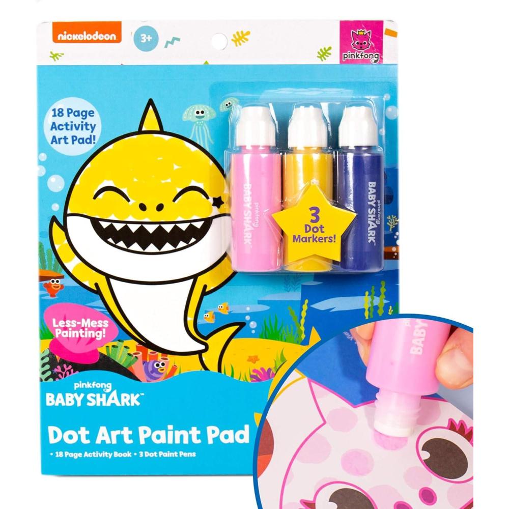 imageHorizon Group USA Baby Shark Dot Art Pad Paint and Decorate Coloring Book with 18 Pages 3 Dot Markers for LessMess Painting Art Set Arts and Crafts