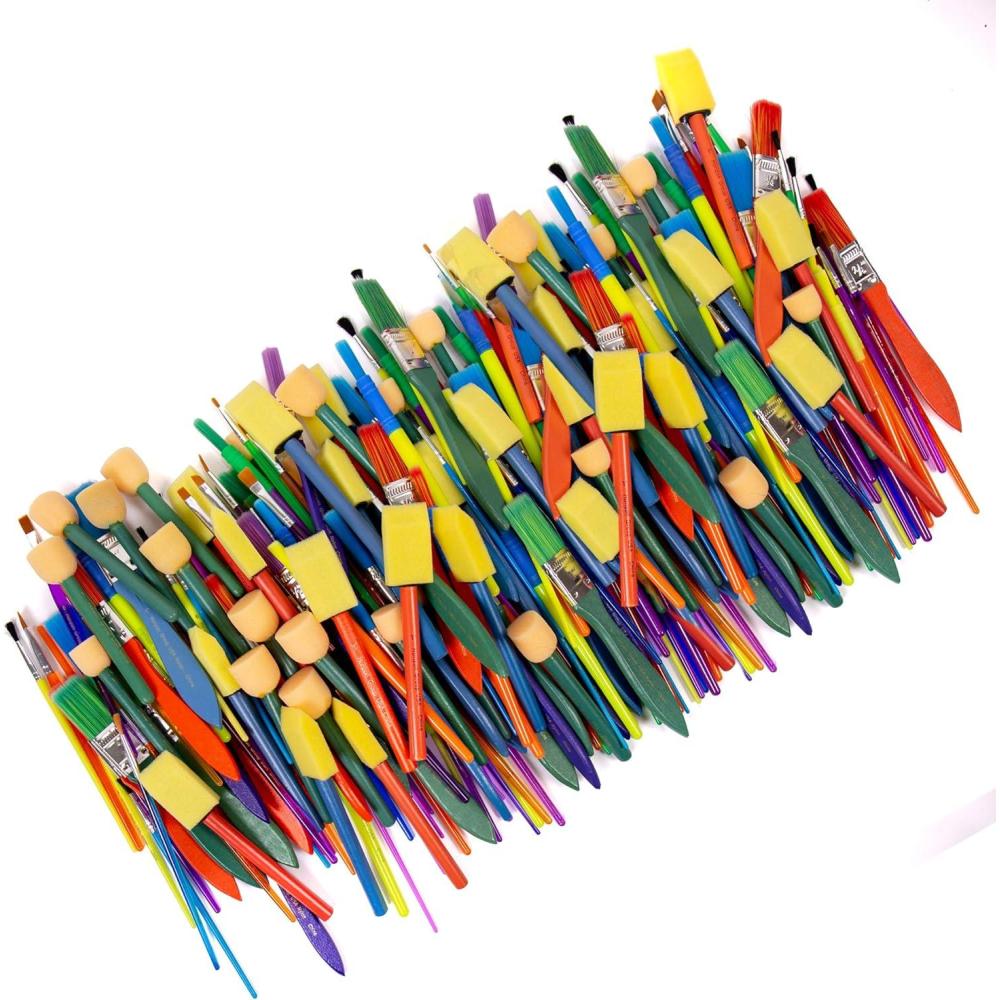 imageHorizon Group USA Paint Brushes 35 All Purpose Paint Brushes Value Pack  Includes 8 Different Types of Brushes Great with Watercolors Acrylic ampamp Washable Paints Multicolored500 Pack