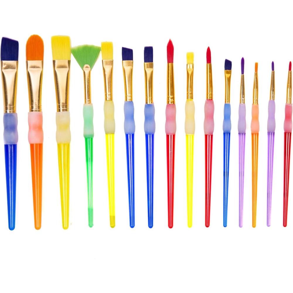 imageHorizon Group USA Paint Brushes 35 All Purpose Paint Brushes Value Pack  Includes 8 Different Types of Brushes Great with Watercolors Acrylic ampamp Washable Paints Multicolored15 Pack