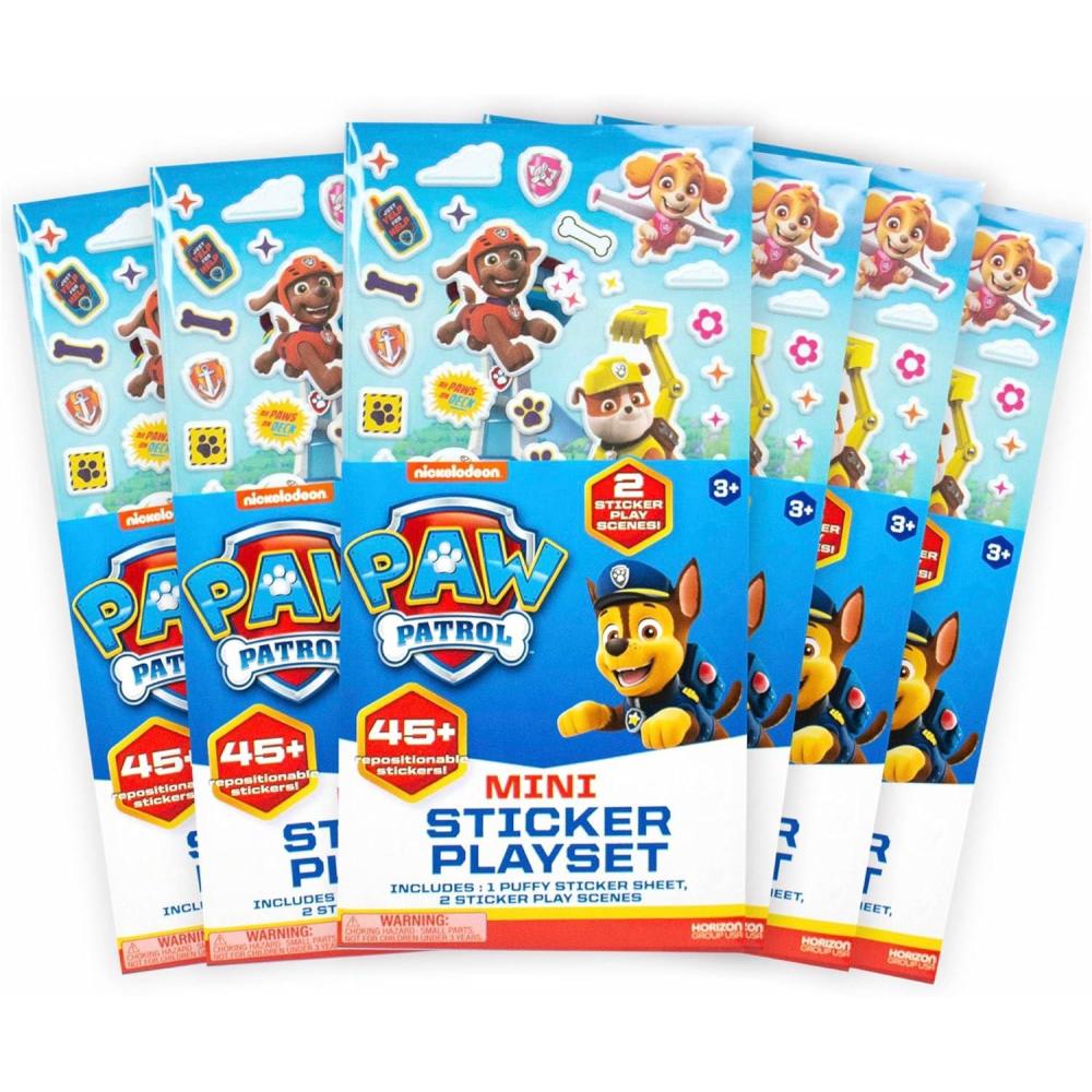 imagePaw Patrol Mini Sticker Playset  6Pack 45 Reusable Puffy Stickers DoubleSided Play Scenes Repositionable Stickers Travel Toy for Kids ampamp Toddlers Toddler ActivitiesPaw Patrol