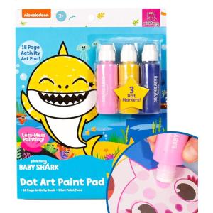 Horizon Group USA Baby Shark Dot Art Pad, Paint and Decorate Coloring Book with 18 Pages, 3 Dot Markers for Less-Mess Painting, Art Set, Arts and Crafts