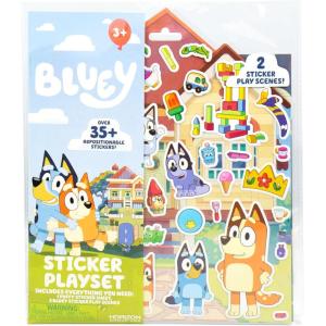 Horizon Group USA Bluey Sticker Playset, 2 Sticker Play Scenes, 35+ Reusable Puffy Bluey Repositionable Stickers for Kids, Perfect for Travel, Screen-Free Fun(Bluey)