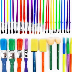 Horizon Group USA Paint Brushes -35 All Purpose Paint Brushes Value Pack – Includes 8 Different Types of Brushes, Great with Watercolors, Acrylic & Washable Paints. Multicolored(35 Pack)