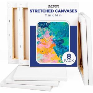 Horizon Group USA Stretched Canvas 11″” x 14″” 8 PK, 16mm Thick, 100% Cotton, for Painting, Pouring, Oil Paint, Multi-Media Art, 8-Pack (204039)(Stretched Canvas)