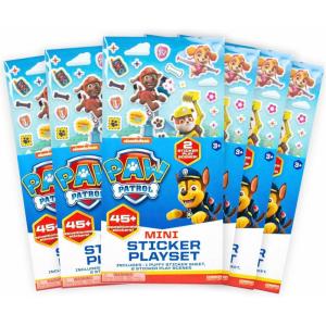 Paw Patrol Mini Sticker Playset – 6-Pack, 45 Reusable Puffy Stickers, Double-Sided Play Scenes, Repositionable Stickers, Travel Toy for Kids & Toddlers, Toddler Activities(Paw Patrol)