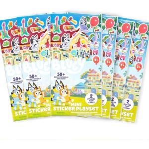 Paw Patrol Mini Sticker Playset – 6-Pack, 45 Reusable Puffy Stickers, Double-Sided Play Scenes, Repositionable Stickers, Travel Toy for Kids & Toddlers, Toddler Activities(Bluey)