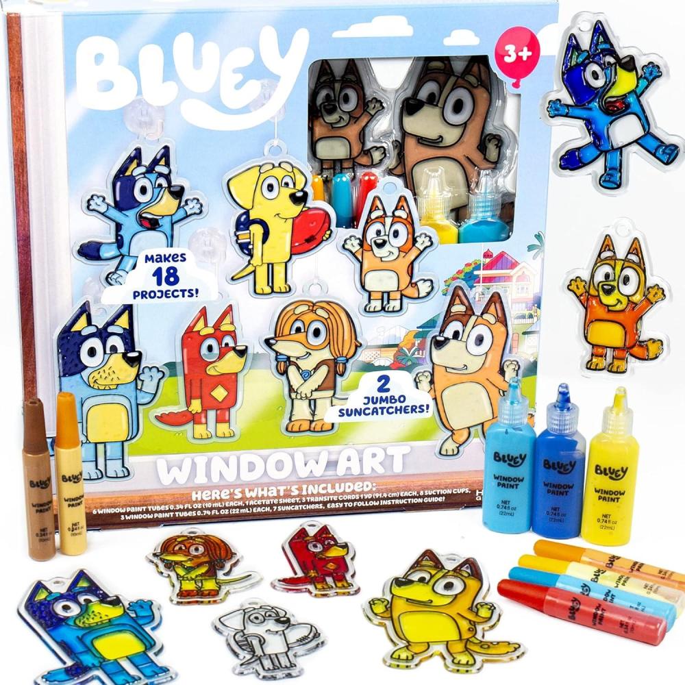 imageBluey Window Art Suncatchers Kit for Kids to Paint Great atHome Craft Activity or Birthday Party Idea Toys for Ages 3 4 5 6Bluey