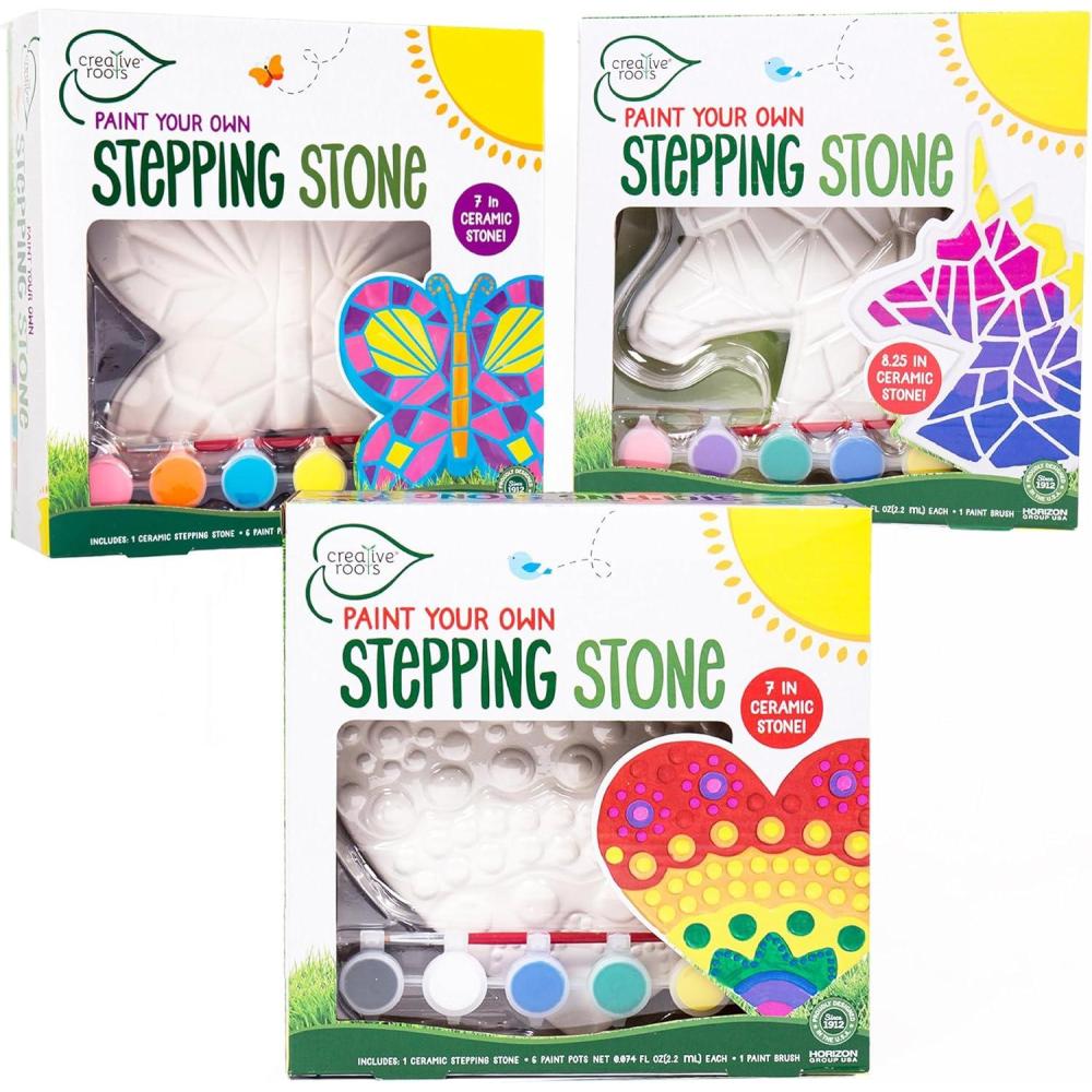 imageCreative Roots Mosaic Heart Stepping Stone Includes 7Inch Ceramic Stepping Stone ampamp 6 Vibrant Paints Mosaic Stepping Stone Kit Paint Your Own DIY Stepping Stone Kit for Kids Ages 83 Pack Mystical