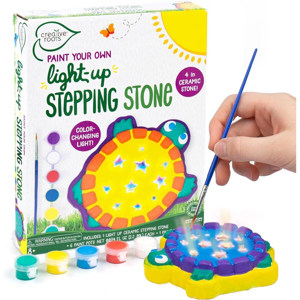 imageCreative Roots Mosaic Heart Stepping Stone Includes 7Inch Ceramic Stepping Stone ampamp 6 Vibrant Paints Mosaic Stepping Stone Kit Paint Your Own DIY Stepping Stone Kit for Kids Ages 8Light Up Turtle