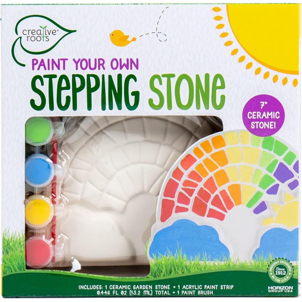 imageCreative Roots Mosaic Heart Stepping Stone Includes 7Inch Ceramic Stepping Stone ampamp 6 Vibrant Paints Mosaic Stepping Stone Kit Paint Your Own DIY Stepping Stone Kit for Kids Ages 8Rainbow