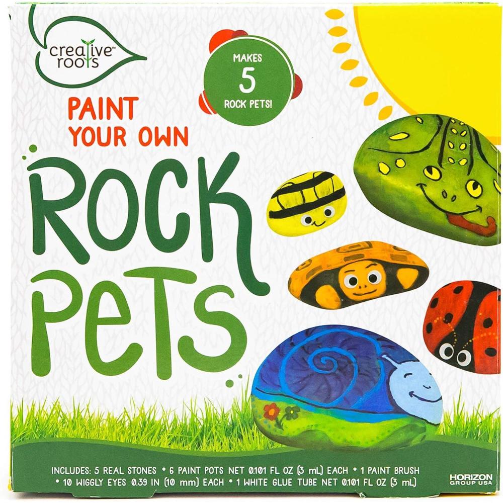 imageCreative Roots Paint Your Own Rock Pets by Horizon Group USA 6 Colors Paint Brush Wiggly Eyes and Glue Included MulticolorPet Rocks
