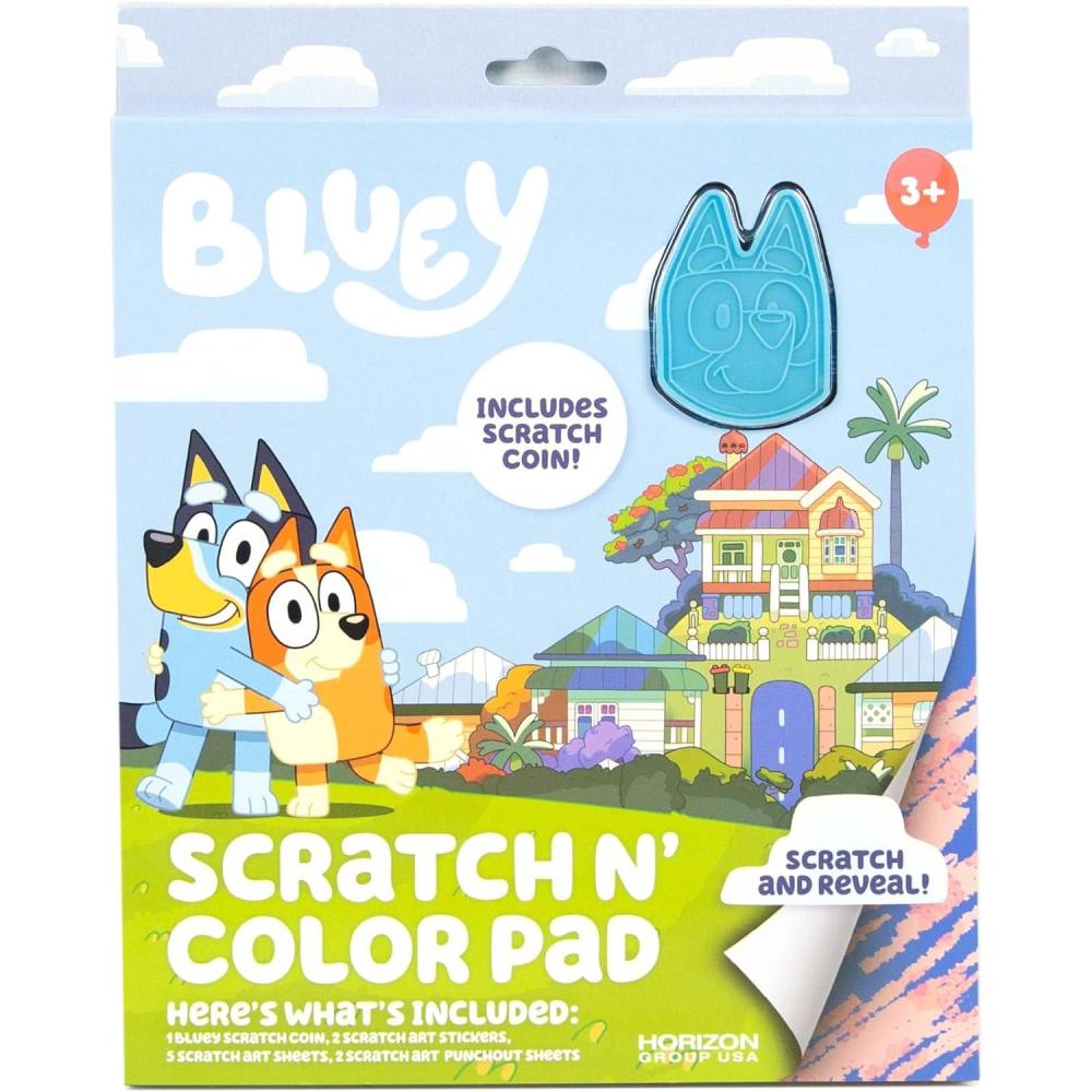 imageHorizon Group USA Baby Shark Ultimate Scratch N Color Set 56 Scratch Art Activities Including Stickers 3D Shapes ampamp More Scratch Art for KidsBluey