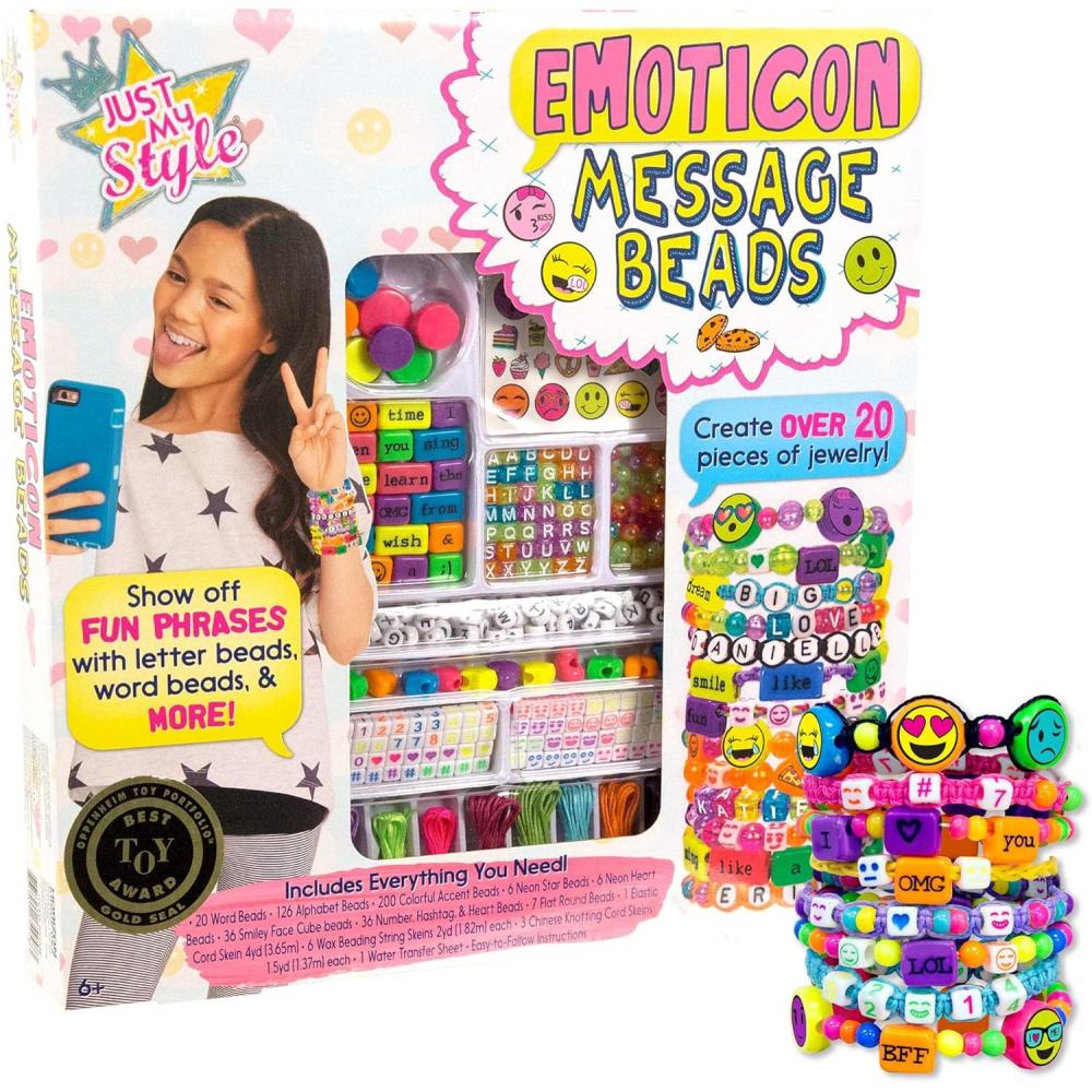 imageJust My Style ABC Beads by Horizon Group Usa 1000 Charms ampamp Beads Alphabet Charms Accent Seed Star Wax Beading Cord Satin Cord Key Ring Included Bright SmallEmoticon