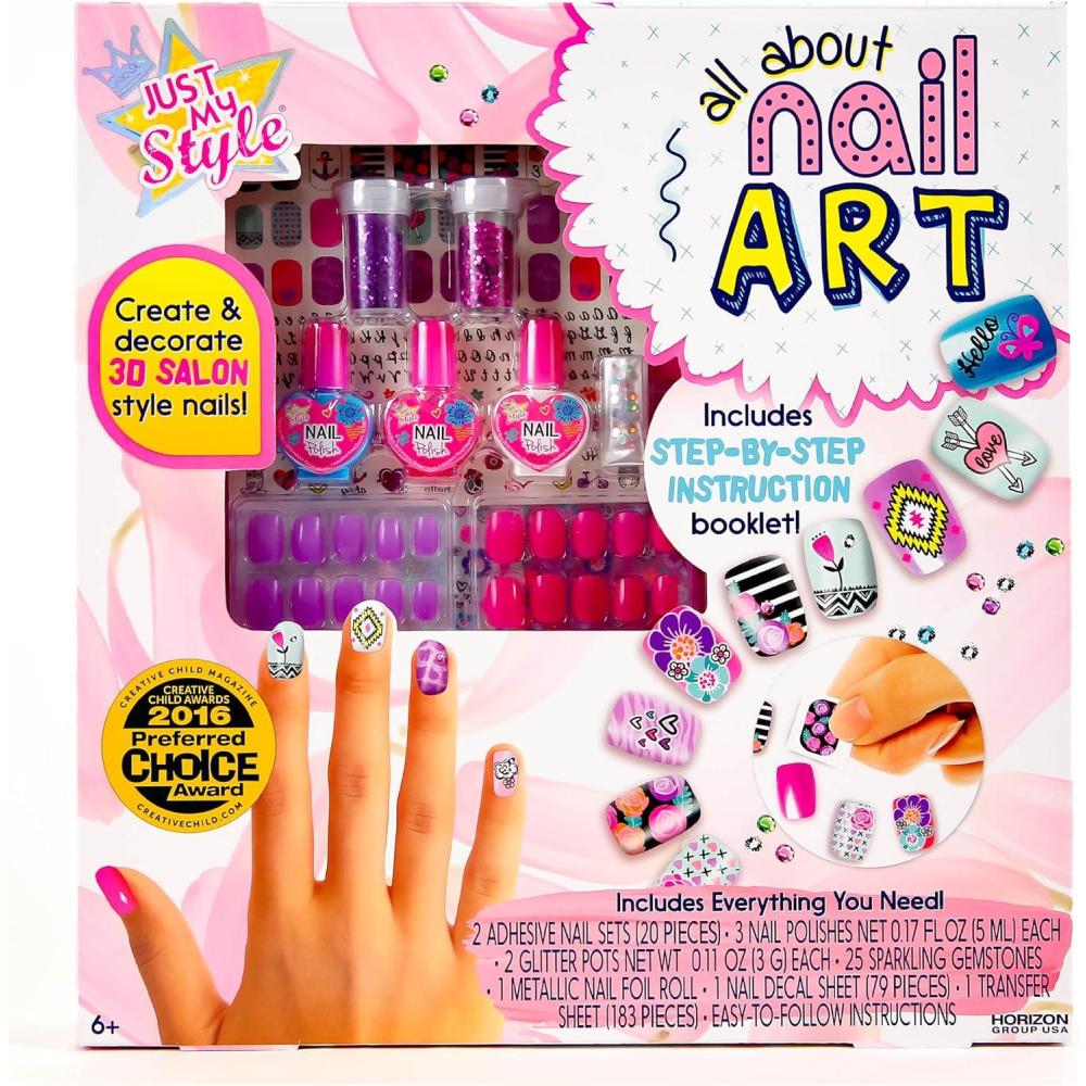 imageJust My Style Rainbow Unicorn Nail Art Nail Polish Set For Kids Unicorn Nails Kit Great Birthday Party or Sleepover Activity Girls Night Manicure Set For Kids Ages 6 7 8 9Nail Art