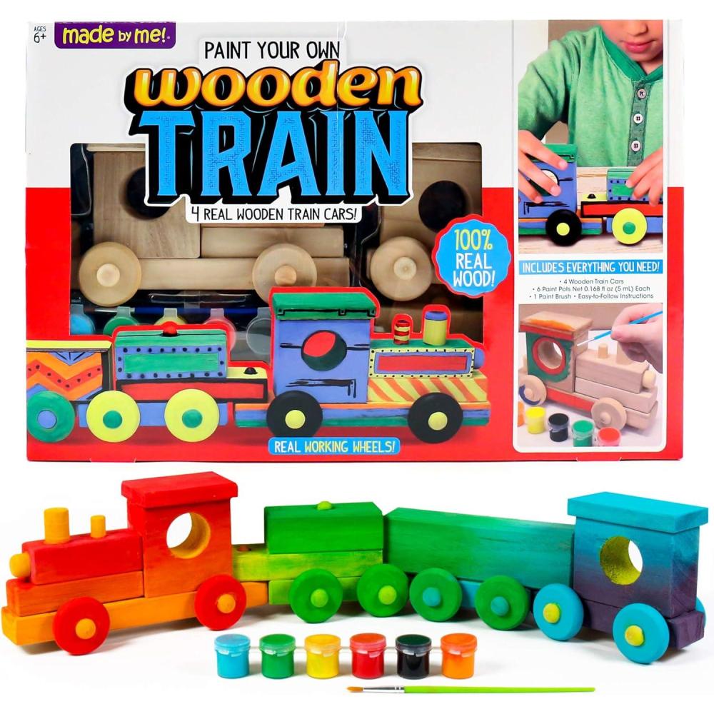 imageMade By Me Build ampamp Paint Your Own Wooden Bird House Horizon Group USA DIY Birdhouse Making Kit Includes Paints Brushes Glue ampamp Wind Chimes Multicolor 46090FWooden Train