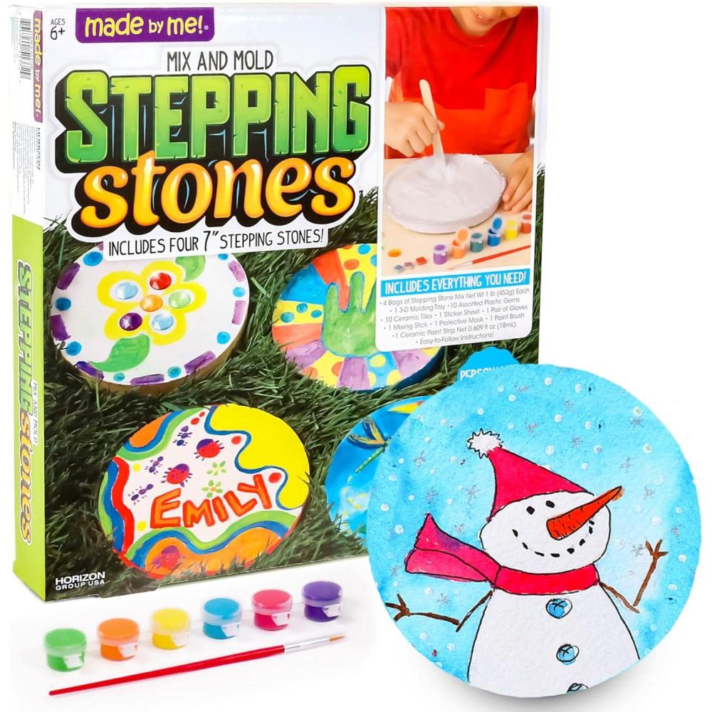 imageMade By Me Mix ampamp Mold Your Own ampamp Make 4 DIY Personalized Stepping Stones Great Spring ampamp Summer Weekend Activity Perfect Keepsake Birthday Party Idea for Kids Ages 5 6 7 8 9 MulticolorMix  Mold