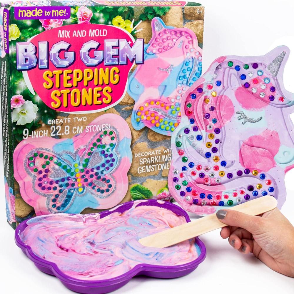 imageMade By Me Mix ampamp Mold Your Own ampamp Make 4 DIY Personalized Stepping Stones Great Spring ampamp Summer Weekend Activity Perfect Keepsake Birthday Party Idea for Kids Ages 5 6 7 8 9 MulticolorBig Gem