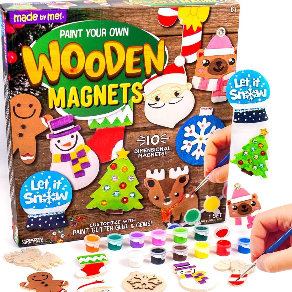 imageMade By Me Paint Your Own Magnetic Tile Art  DIY Ceramic Magnets  Personalized Magnet Tiles  Arts ampamp Crafts Kit for Kids Ages 6MultiHoliday