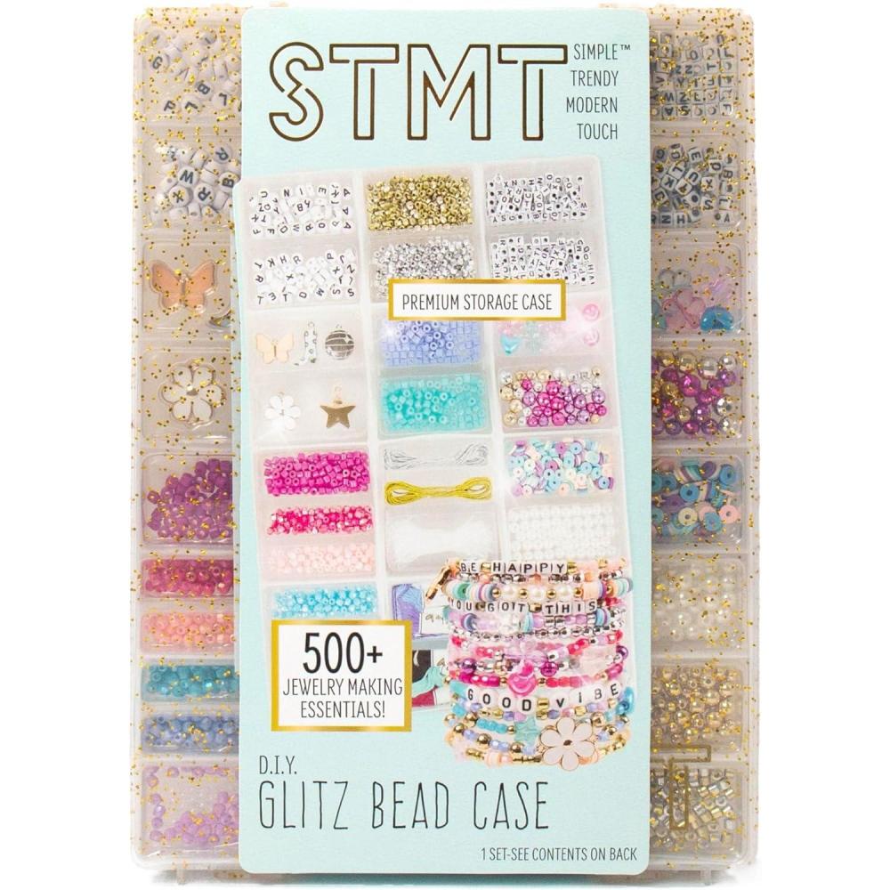 imageSTMT DIY Rainbow Bead Case Includes Over 500 Jewelry Making Supplies Including Cute Beads for Jewelry Making Bracelet Charms Storage Case Friendship Bracelet Kit Teen Girl GiftsGlitz