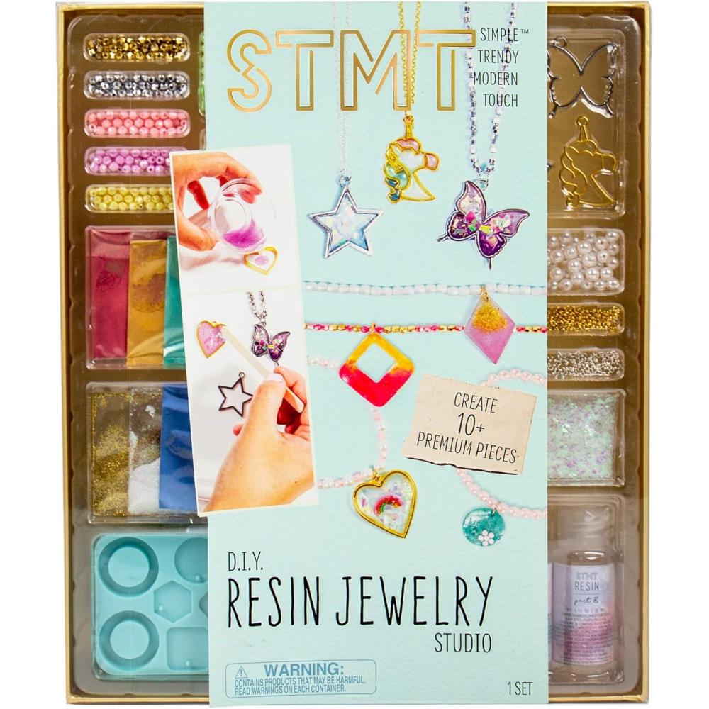 imageSTMT DIY Resin Jewelry Studio AllinOne Resin Jewelry Making Kit with Molds Fun DIY Kit to Make Your Own Necklaces Bracelets ampamp More Great Gift for Teen Girls 14Resin