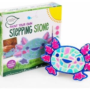 Creative Roots Mosaic Heart Stepping Stone, Includes 7-Inch Ceramic Stepping Stone & 6 Vibrant Paints, Mosaic Stepping Stone Kit, Paint Your Own, DIY Stepping Stone Kit for Kids Ages 8+(Axolotl)