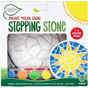 Creative Roots Mosaic Heart Stepping Stone, Includes 7-Inch Ceramic Stepping Stone & 6 Vibrant Paints, Mosaic Stepping Stone Kit, Paint Your Own, DIY Stepping Stone Kit for Kids Ages 8+(Sun)