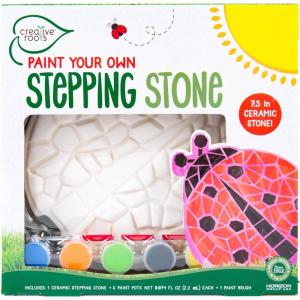 Creative Roots Mosaic Heart Stepping Stone, Includes 7-Inch Ceramic Stepping Stone & 6 Vibrant Paints, Mosaic Stepping Stone Kit, Paint Your Own, DIY Stepping Stone Kit for Kids Ages 8+(Ladybug)