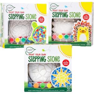 Creative Roots Mosaic Heart Stepping Stone, Includes 7-Inch Ceramic Stepping Stone & 6 Vibrant Paints, Mosaic Stepping Stone Kit, Paint Your Own, DIY Stepping Stone Kit for Kids Ages 8+(3 Pack Animal)
