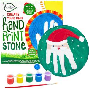 Creative Roots Mosaic Heart Stepping Stone, Includes 7-Inch Ceramic Stepping Stone & 6 Vibrant Paints, Mosaic Stepping Stone Kit, Paint Your Own, DIY Stepping Stone Kit for Kids Ages 8+(Handprint)