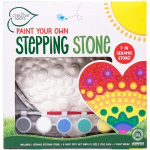 Creative Roots Mosaic Heart Stepping Stone, Includes 7-Inch Ceramic Stepping Stone & 6 Vibrant Paints, Mosaic Stepping Stone Kit, Paint Your Own, DIY Stepping Stone Kit for Kids Ages 8+(Heart)
