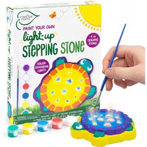 Creative Roots Mosaic Heart Stepping Stone, Includes 7-Inch Ceramic Stepping Stone & 6 Vibrant Paints, Mosaic Stepping Stone Kit, Paint Your Own, DIY Stepping Stone Kit for Kids Ages 8+(Light Up Turtle)