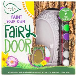 Creative Roots Paint Your Own Rock Pets by Horizon Group USA, 6 Colors, Paint Brush, Wiggly Eyes and Glue Included, Multicolor(Fairy Door)