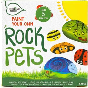 Creative Roots Paint Your Own Rock Pets by Horizon Group USA, 6 Colors, Paint Brush, Wiggly Eyes and Glue Included, Multicolor(Pet Rocks)