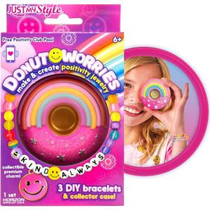 Donut Worries Make & Create Positivity Jewelry, 2-in-1 Collectible Bead Kits, Meaningful Jewelry For Teen Girls, Make Your Own Jewelry Kit & DIY Miniature Accessories, Great Self Care Gifts(Kind Always)