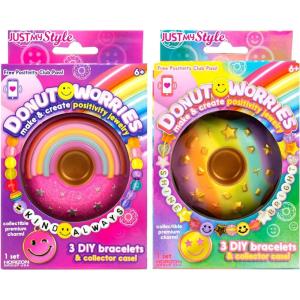 Donut Worries Make & Create Positivity Jewelry, 2-in-1 Collectible Bead Kits, Meaningful Jewelry For Teen Girls, Make Your Own Jewelry Kit & DIY Miniature Accessories, Great Self Care Gifts(2-Pack)