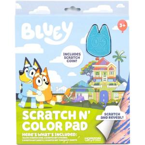 Horizon Group USA Baby Shark Ultimate Scratch ‘N Color Set, 56 Scratch Art Activities, Including Stickers, 3D Shapes & More, Scratch Art for Kids(Bluey)