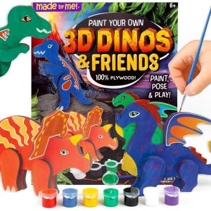 Made By Me Build & Paint Your Own Wooden Bird House Horizon Group USA, DIY Birdhouse Making Kit, Includes Paints, Brushes, Glue & Wind Chimes, Multicolor (46090F)(3D Dinos)